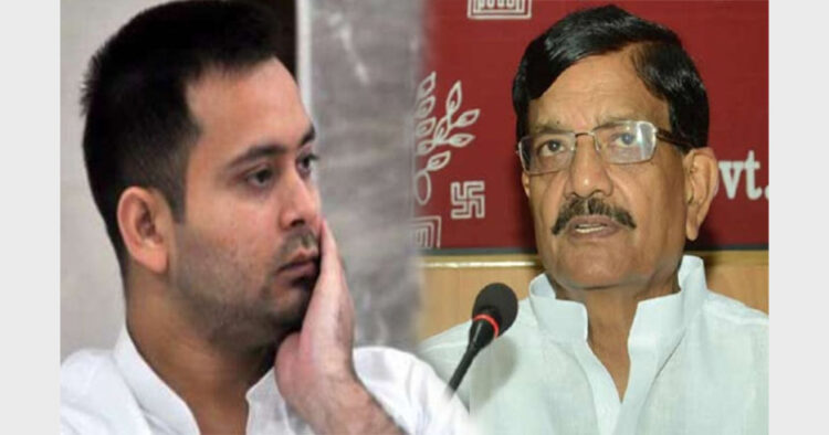 धोखाधड़ी के दो आरोपी : राजद नेता तेजस्वी यादव (बाएं) और बिहार कांग्रेस के अध्यक्ष मदन मोहन झा