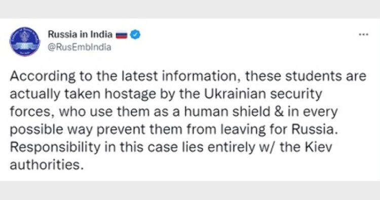 भारत में रूस के दूतावास का ट्वीट