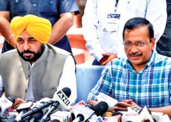 एक संवाददाता सम्मेलन में भगवन्त मान और अरविंद केजरीवाल (फाइल चित्र)