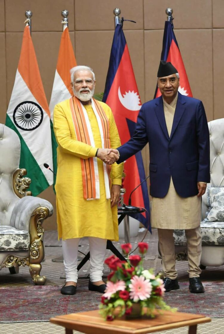 प्रधानमंत्री श्री नरेन्द्र मोदी और नेपाल के पीएम शेर बहादुर देउबा