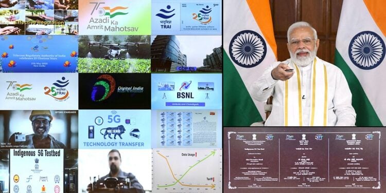 New Delhi, May 17 (ANI): Prime Minister Narendra Modi dedicating 5G Test Bed to the Nation at the silver jubilee celebrations of the Telecom Regulatory Authority of India (TRAI), via video conferencing, in New Delhi on Tuesday. (ANI Photo/ PIB)