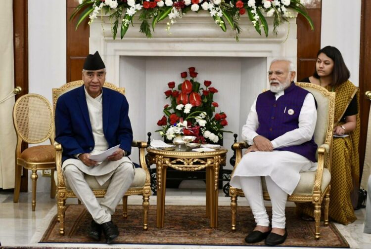 नेपाल के पीएम शेर बहादुर देउबा और भारत के प्रधानमंत्री श्री नरेंद्र मोदी