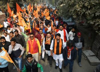 शौर्ययात्रा में शामिल दिल्ली के विभिन्न क्षेत्रों से आए हिंदू