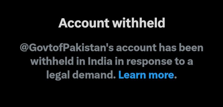 पाकिस्तान सरकार के ट्विटर हैंडल को भारत में किया गया ब्लॉक