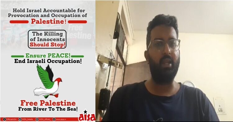 Free palestine poster put in JNU against Israel