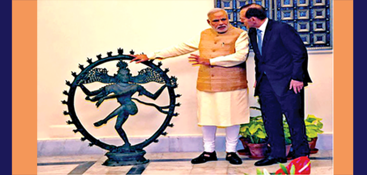 तमिलनाडु में श्रीपुरंथन बृहदेश्वर मंदिर से चुराई गई नटराज की प्रतिमा को आस्ट्रेलिया के तत्कालीन प्रधानमंत्री टोनी एबॉट ने 2014 में प्रधानमंत्री नरेंद्र मोदी को सौंपा था