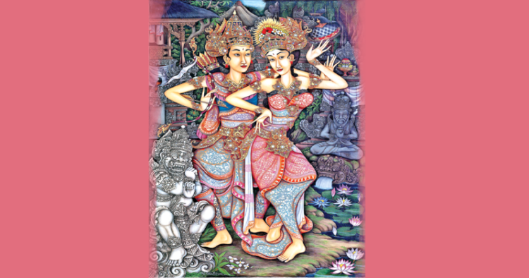 बाली द्वीप के एक भित्ति चित्र में राम और सीता