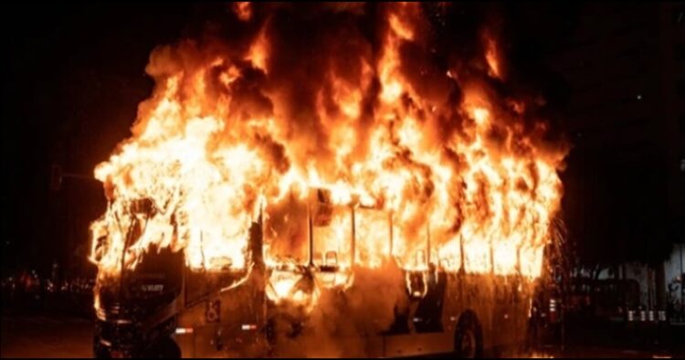 Haryana nooh bus burnt