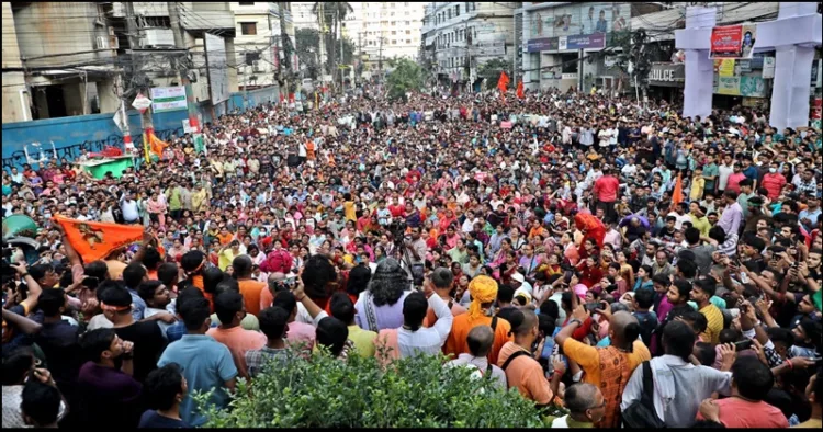 Bangladesh Sanatan jagran Manch protest to remove sedition case