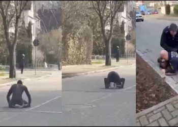 An Afreecan Man becomes Nude performing Namaz on the street of Germany