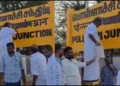 DMK worker painted black colour on hindi board