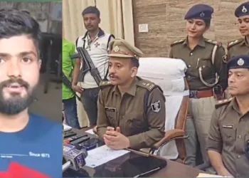 मुख्य आरोपी आफताब और प्रेस वार्ता करते पुलिस अधीक्षक कार्तिकेय शर्मा