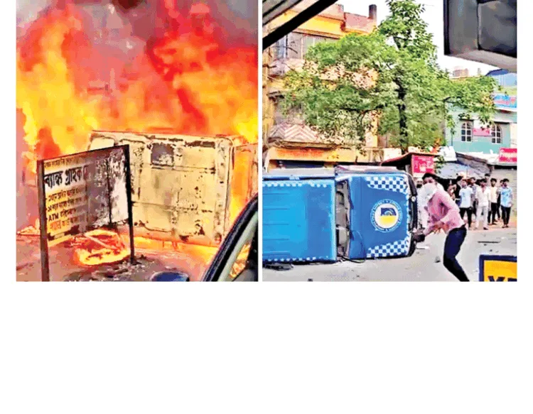 बंगाल में उपद्रव और आगजनी करते मजहबी उन्मादी