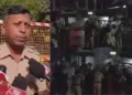 नासिक में अवैध रूप से बनी दरगाह में अवैध निर्माण को हटाने के दौरान मौके पर तैनात पुलिसकर्मी