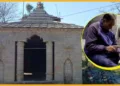 वीर हनुमान मंदिर और घेरे में पत्थरों पर राम नाम उकेरते बिहारी लाल | चित्र सौजन्य- दैनिक जागरण