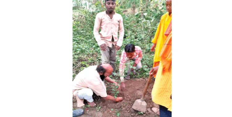 अभियान के दौरान पौधारोपण करते कार्यकर्ता
