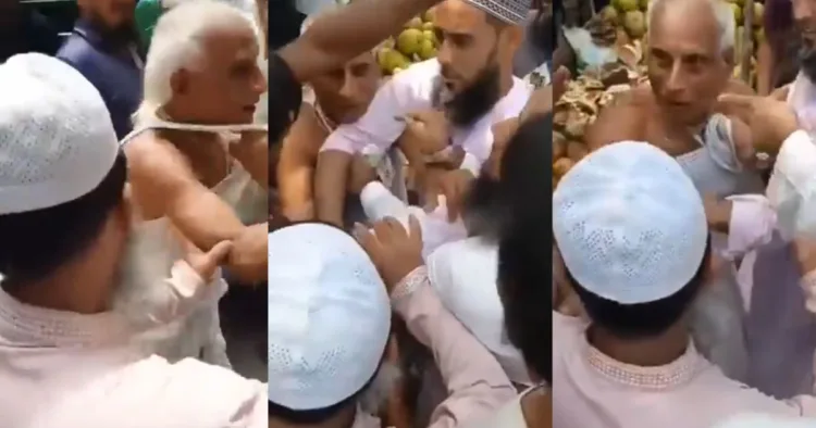 हिंदू बुजुर्ग को पीटती कट्टरपंथी मुस्लिमों की भीड़