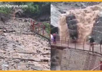चित्र मौजूदा समय का नहीं है. 15 जून को भी जंगल चट्टी इलाके में गिरा था मलबा
