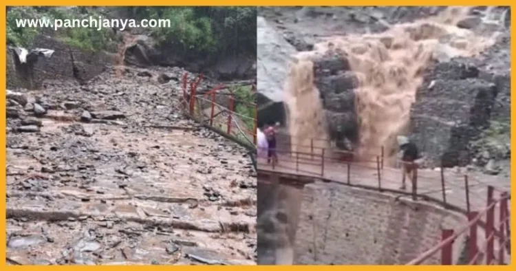 चित्र मौजूदा समय का नहीं है. 15 जून को भी जंगल चट्टी इलाके में गिरा था मलबा