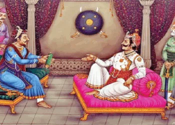 महाराणा प्रताप को अकबर का संधि प्रस्ताव देता मानसिंह