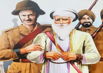 जालंधर के करतारपुर स्थित जंग-ए-आजादी मेमोरियल में बाबा महाराज सिंह की गिरफ्तारी को दर्शाता चित्र
