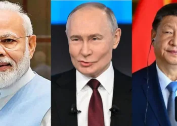 भारत के प्रधानमंत्री नरेंद्र मोदी, रूस के राष्ट्रपति व्लादिमीर पुतिन, चीन के राष्ट्रपति शी जिनपिंग