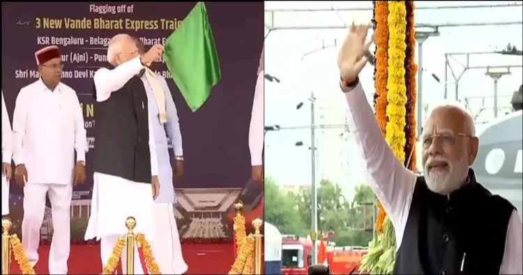 PM Modi Flags Vande bharat train