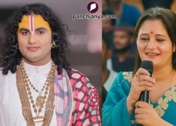 कथावाचक अनिरुद्धाचार्य और अभिनेत्री अंजलि राघव