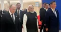 एससीओ शिखर सम्मेलन में प्रधानमंत्री नरेंद्र मोदी, रूस के राष्ट्रपति व्लादिमीर पुतिन और चीन के राष्ट्रपति शी जिनपिंग