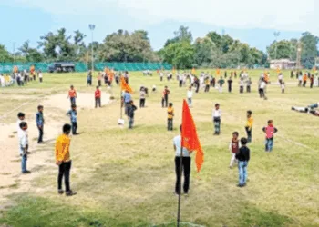 एक शाखा में खेलते बाल स्वयंसेवक
