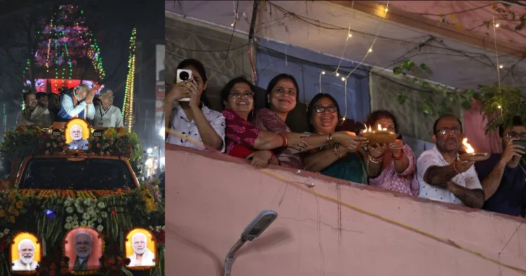 पटना में रोड शो करते पीएम मोदी