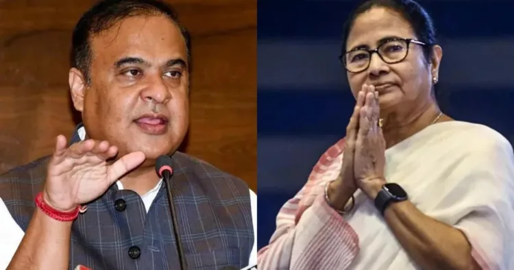 असम के मुख्यमंत्री हिमंता बिस्व सरमा (बाएं) और ममता बनर्जी