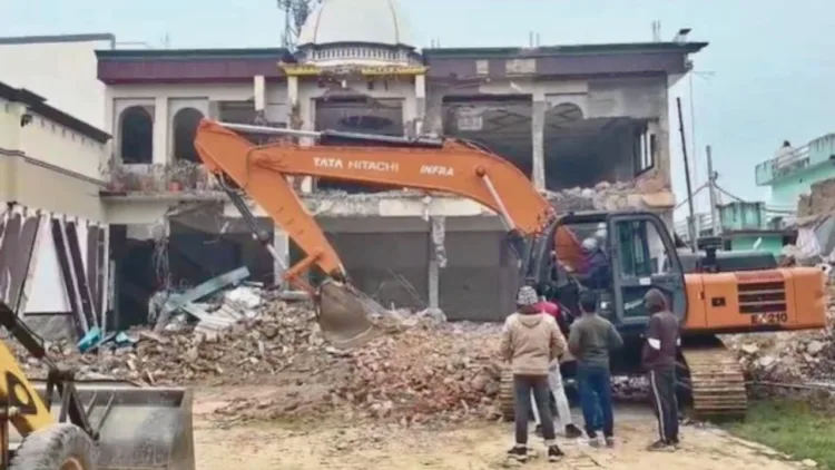 बारात घर पर चला बुलडोजर