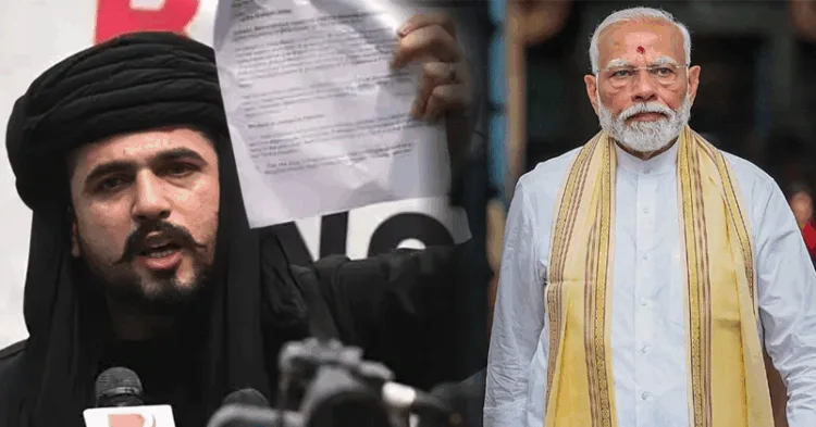 मीर यार बलोच (बाएं) ने की प्रधानमंत्री नरेन्द्र मोदी (दाएं) को बलूच दस्तार से सम्मानित करने की घोषणा