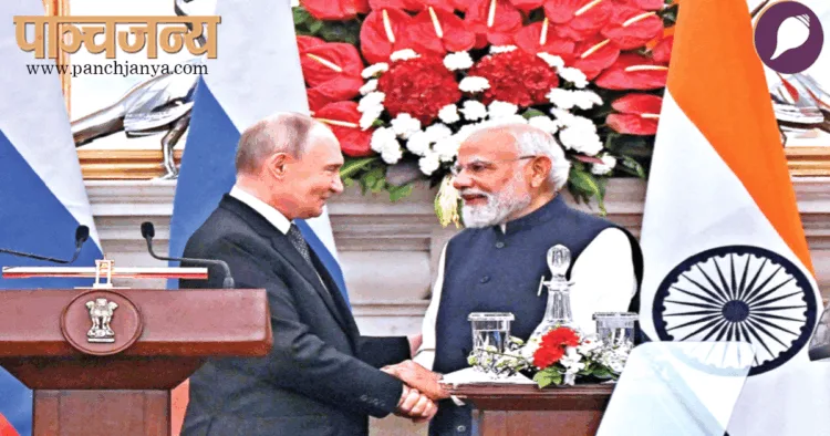 प्रगाढ़ संबंध : प्रधानमंत्री नरेंद्र मोदी और रूस के राष्ट्रपति व्लादिमीर पुतिन