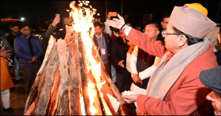 CM Dhami celebrates Lohri