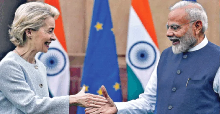यूरोपीय आयोग की अध्यक्ष उर्सुला वॉन डेर लेयेन के साथ प्रधानमंत्री नरेंद्र मोदी (फाइल चित्र)