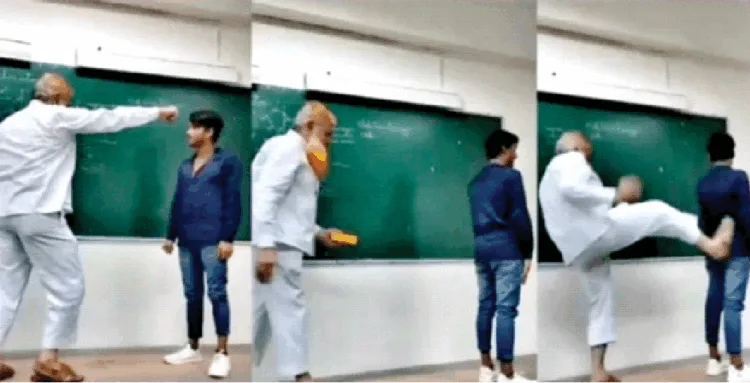 रामफूल मीणा को लात मारते रियाजुद्दीन