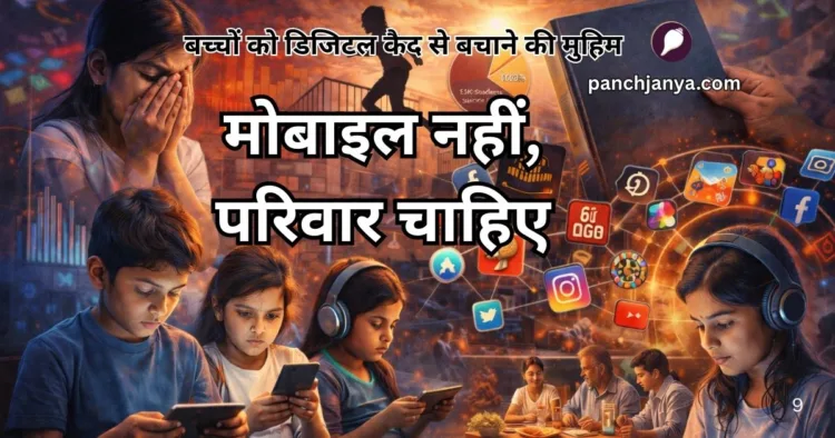 बच्चों को मोबाइल नहीं, आपका साथ और परिवार चाहिए। बच्चों को डिजिटल कैद से बचाने की पाञ्चजन्य की मुहिम।