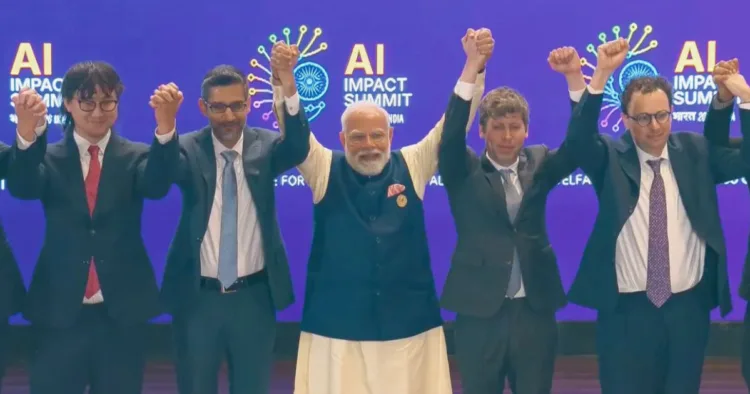 एआई इम्पैक्ट समिट में प्रधानमंत्री नरेंद्र मोदी