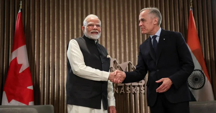 Canadian PM Mark carney meets PM Modi at Hyderabad house