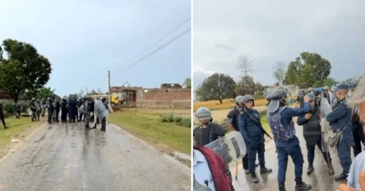 हिंसा के बाद इलाके में तैनात सुरक्षाकर्मी