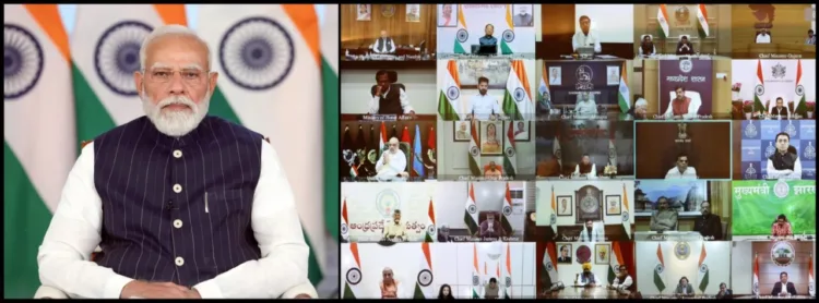 मुख्यमंत्रियों के साथ बैठक करते प्रधानमंत्री श्री नरेंद्र मोदी