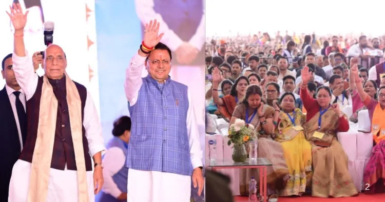 रक्षामंत्री राजनाथ सिंह और मुख्यमंत्री पुष्कर सिंह धामी
