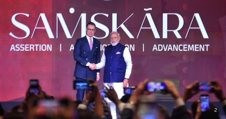 फिनलैंड के राष्ट्रपति अलेक्जेंडर स्टब और भारत के प्रधानमंत्री नरेंद्र मोदी