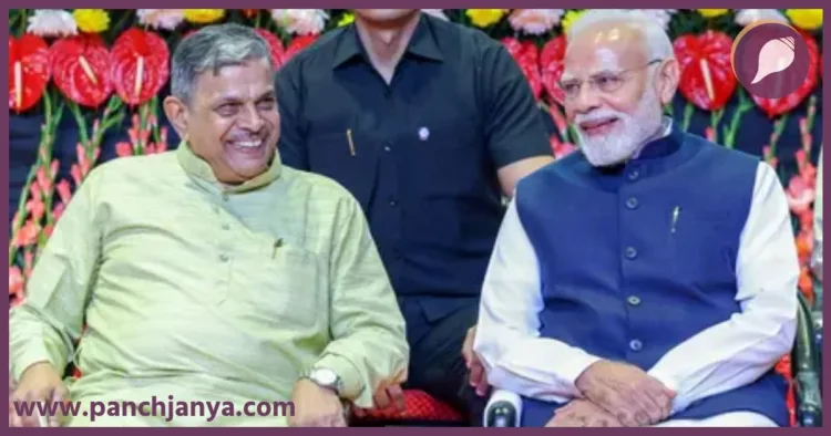 RSS Sarkaryavah Dattatreya Hosabale with PM Narendra Modi - RSS BJP Relations.