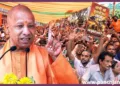 CM Yogi Adityanath Kolkata Rally Bulldozer Posters West Bengal Election