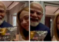 इटली की प्रधानमंत्री जॉर्जिया मेलोनी को मेलोडी गिफ्ट करते प्रधानमंत्री नरेंद्र मोदी।
