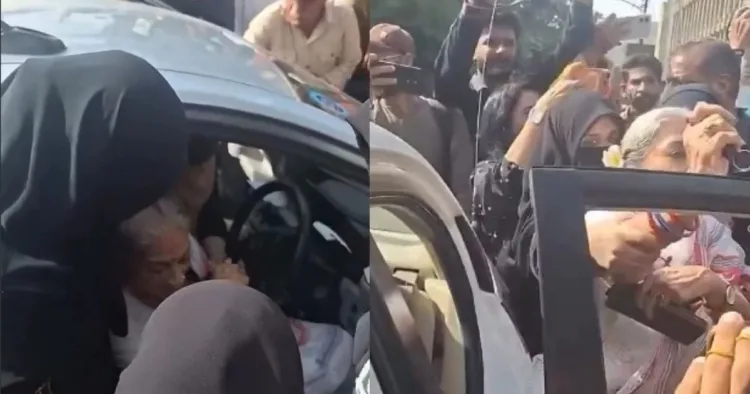 शीमा किरमानी को घसीटतीं बुर्कानशी महिलाएं