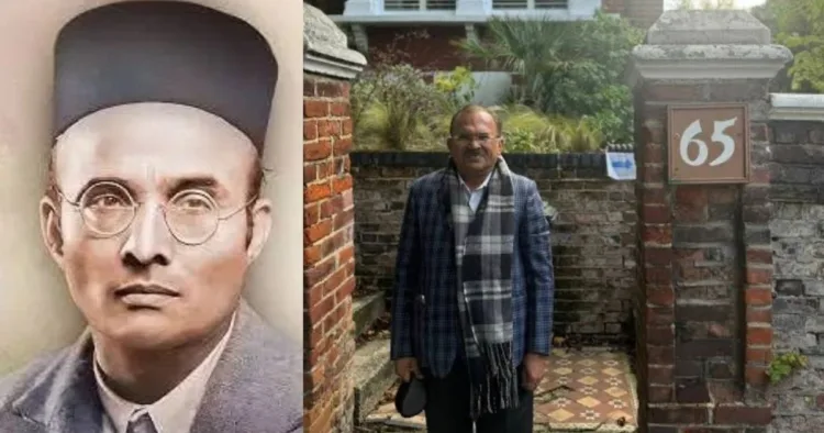 राजस्थान विधानसभा के अध्यक्ष वासुदेव देवनानी अपने लन्दन प्रवास में वीर सावरकर हाउस के सामने